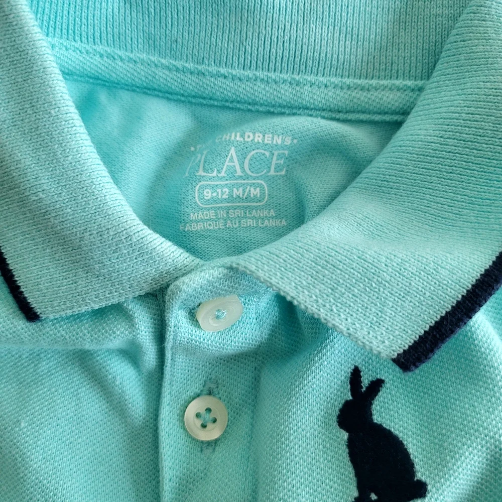 The Children's Place Aqua Polo Romper Boys Size 9-12 Months